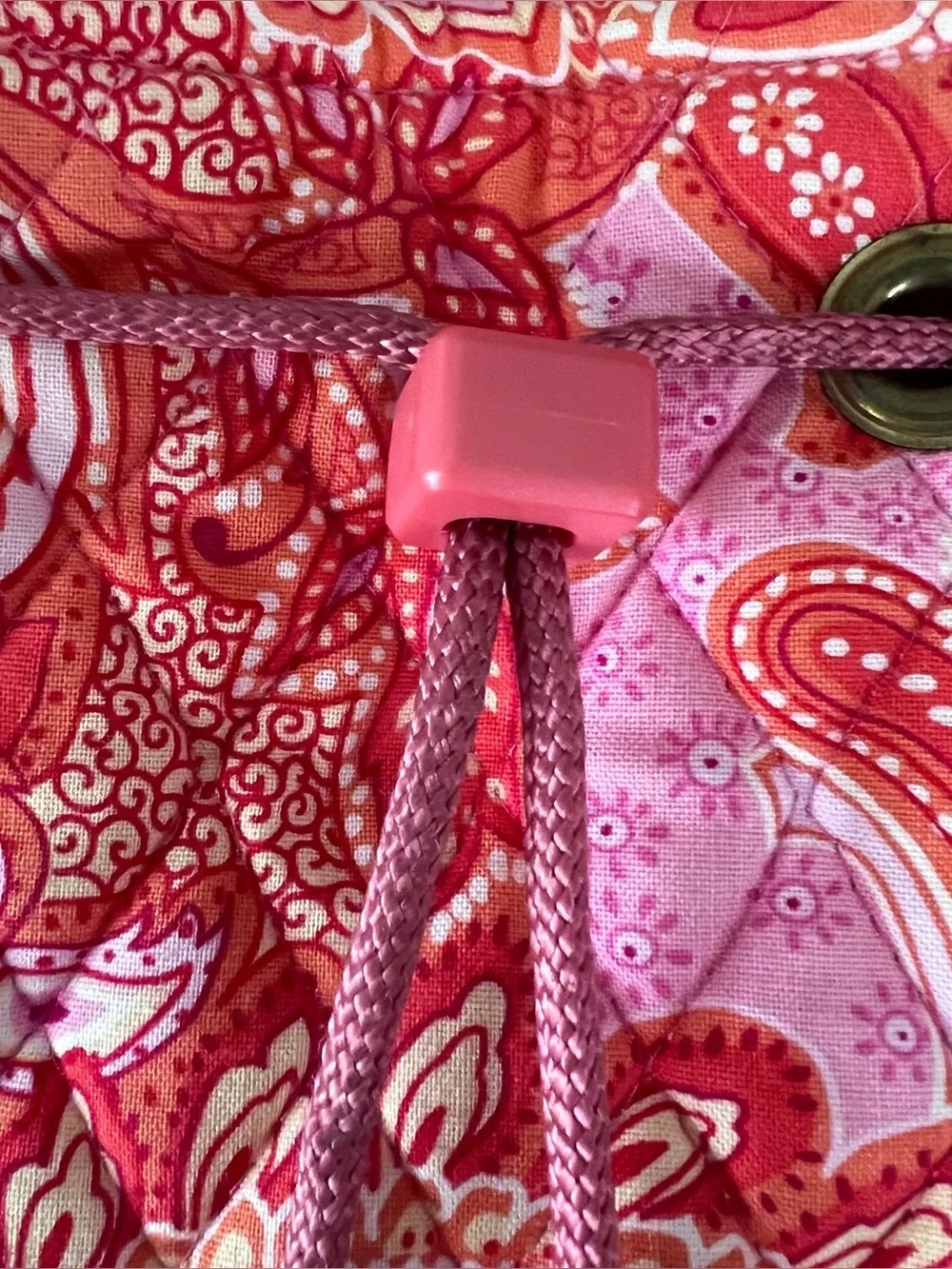 Vera Bradley Original Drawstring Backpack, Sherbet Pink & Orange Paisley
